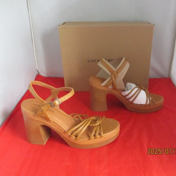 Lucky Brand Ismene Strappy Platform Dress Sandals $119 Size 10 Cognac - 1271 - Picture 1 of 12